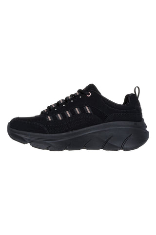 Črni superge z bleščečimi detajli SKECHERS D'LUX WALKER 2.0 GOLDEN STEP