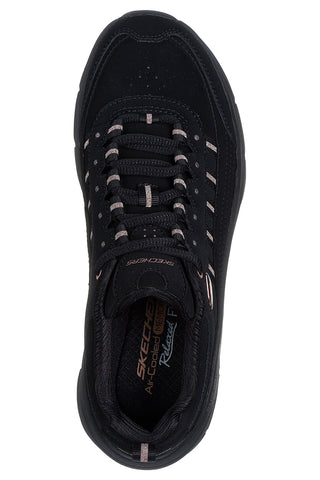 Črni superge z bleščečimi detajli SKECHERS D'LUX WALKER 2.0 GOLDEN STEP