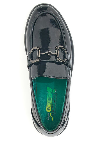 Črni veganski mokasini z zaponko Eco Bio J52323M6