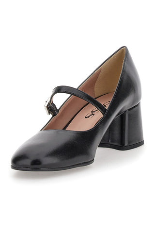 Črne čevlje Mary Jane s peto 5 cm, izdelane v Italiji, Pittarello Class 710