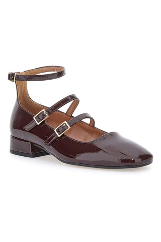 Balerine Mary Jane Bordeaux z nizkim petom Pittarello C156