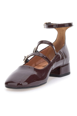 Balerine Mary Jane Bordeaux z nizkim petom Pittarello C156