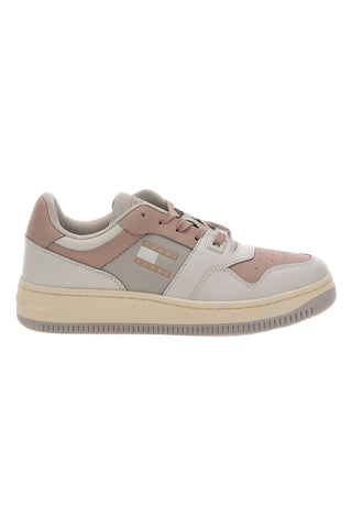 Bele in roza superge z usnjenim zgornjim delom TOMMY JEANS BASKET TONAL LOGO