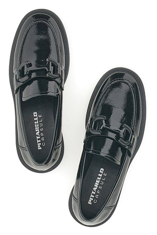 Črni lakasti mokasini PITTARELLO CAPSULE 24175001