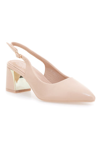 Décolleté Slingback Nude s peto in kromiranim detajlom Mon Dieu DQ50233