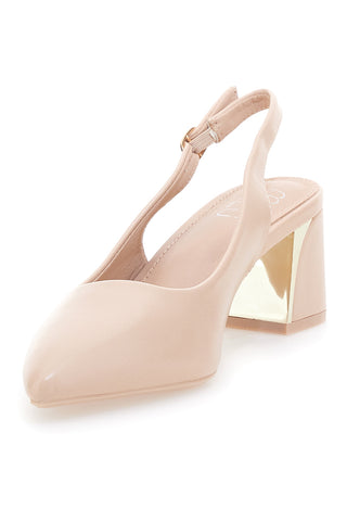 Décolleté Slingback Nude s peto in kromiranim detajlom Mon Dieu DQ50233