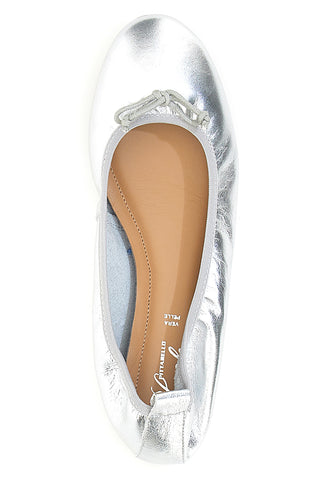 Srebrne balerinke iz pravega usnja Pittarello Look 818005