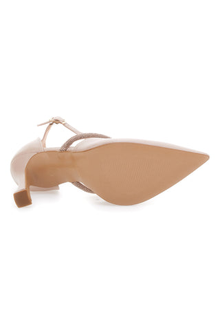 Décolleté Nude s kristali, pete 9 cm, izdelano v Italiji, Pittarello Love 7092