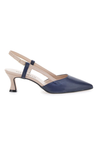 Décolleté Slingback Nude in Blu a Punta PITTARELLO P506