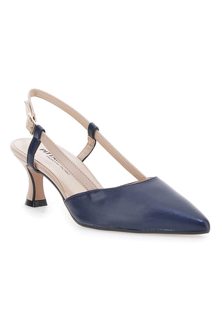 Décolleté Slingback Nude in Blu a Punta PITTARELLO P506
