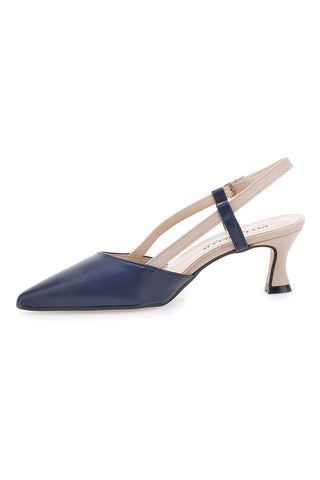 Décolleté Slingback Nude in Blu a Punta PITTARELLO P506
