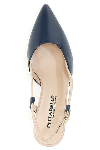 Décolleté Slingback Nude in Blu a Punta PITTARELLO P506