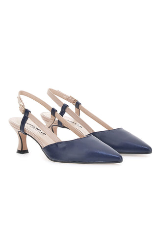 Décolleté Slingback Nude in Blu a Punta PITTARELLO P506