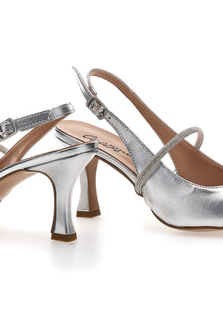 Décolleté Slingback Argento Made In Italy PITTARELLO Couture 8309