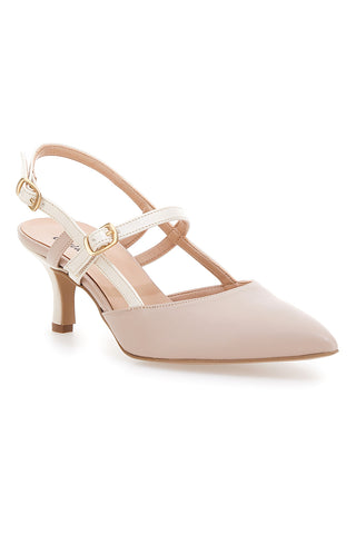 Décolleté Slingback Nude z belimi trakovi PITTARELLO COUTURE 1175