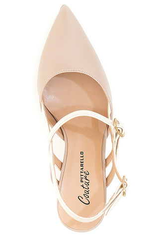 Décolleté Slingback Nude z belimi trakovi PITTARELLO COUTURE 1175