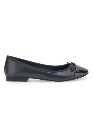Ballerine nere con punta lucida e fiocco The First IDE1070