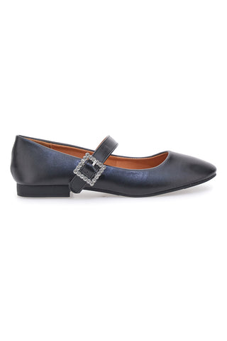 Ballerine nere con cinturino gioiello The First IDEA2285