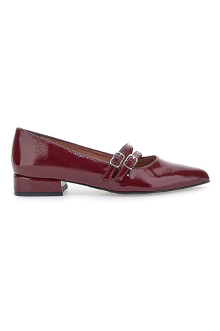 Bordeaux balerine z odprtim prstom in dvojno zaponko Pittarello glam 3664