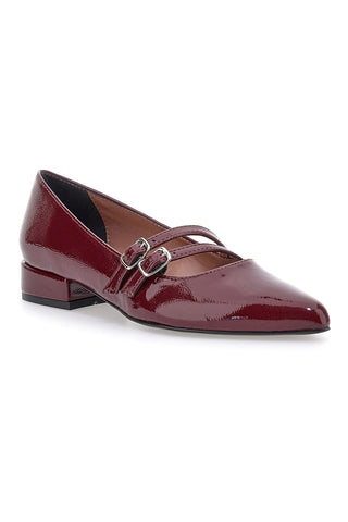 Bordeaux balerine z odprtim prstom in dvojno zaponko Pittarello glam 3664