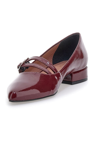 Bordeaux balerine z odprtim prstom in dvojno zaponko Pittarello glam 3664