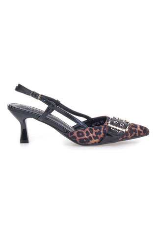 Décolleté Animalier in črni slingback s srednjim peto Mon dieu APY22