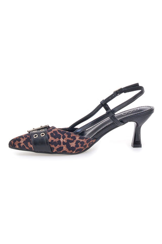 Décolleté Animalier in črni slingback s srednjim peto Mon dieu APY22