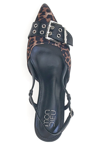 Décolleté Animalier in črni slingback s srednjim peto Mon dieu APY22