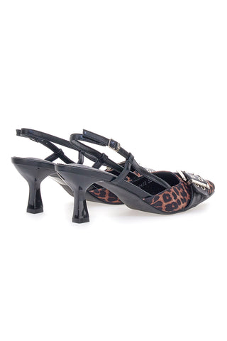 Décolleté Animalier in črni slingback s srednjim peto Mon dieu APY22