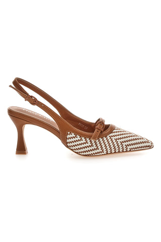 Décolleté Slingback marrone con cinturino e tacco medio First lady P666