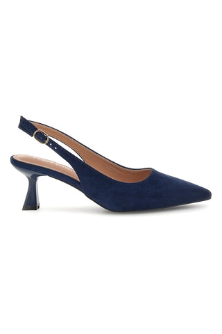 Décolleté slingback blu in tessuto effetto soft touch First lady P671