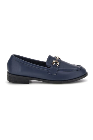Mocassini blu in tessuto con morsetto First lady P675