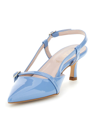 Modri čevlji z naramnicami in modro peto Pittarello glam 3790