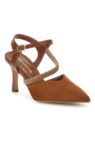 Rjave črpalke z naramnicami Pittarello couture 65302