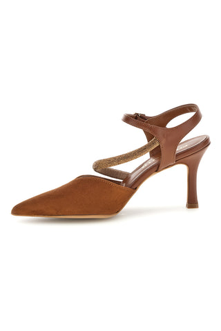 Rjave črpalke z naramnicami Pittarello couture 65302