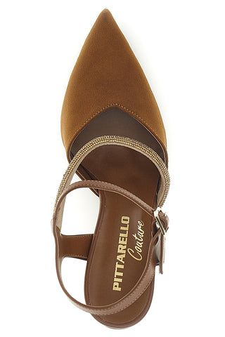 Rjave črpalke z naramnicami Pittarello couture 65302