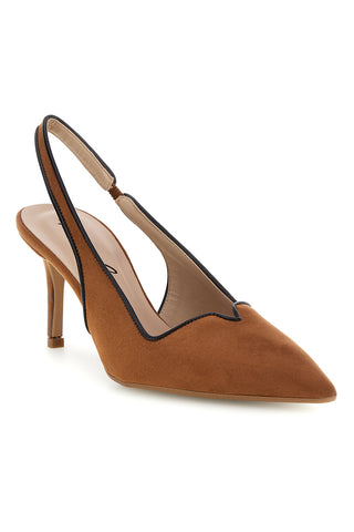 Décolleté color cuoio con cinturino slingback Lavorazione artigianale Made in Italy Francesca gritti P0701