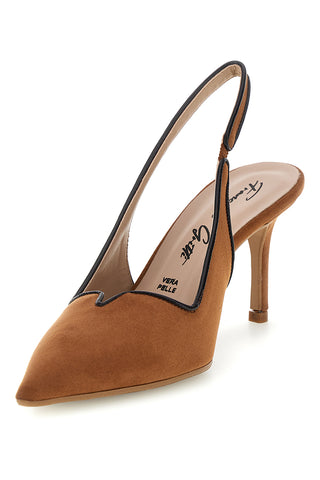 Décolleté color cuoio con cinturino slingback Lavorazione artigianale Made in Italy Francesca gritti P0701