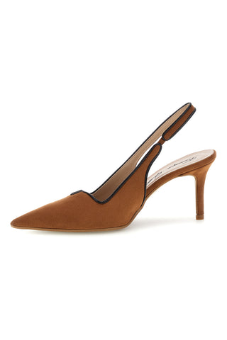 Décolleté color cuoio con cinturino slingback Lavorazione artigianale Made in Italy Francesca gritti P0701