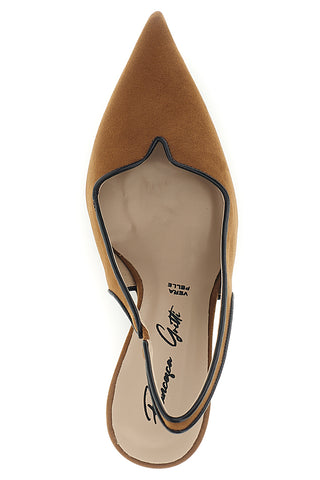 Décolleté color cuoio con cinturino slingback Lavorazione artigianale Made in Italy Francesca gritti P0701