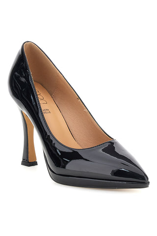 Decollete Nera in Effetto Vernice con Tacco Svasato Mon dieu B1929H1