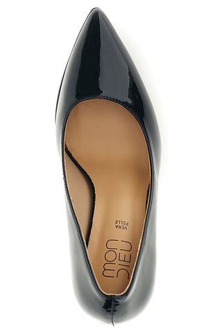 Decollete Nera in Effetto Vernice con Tacco Svasato Mon dieu B1929H1