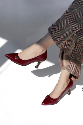 Décolleté Bordeaux Lucide con Tacco e Fibbia Pittarello glam 7407