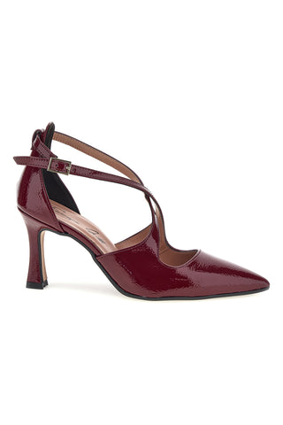 Décolleté bordeaux con cinturini incrociati e tacco Francesca Gritti A78