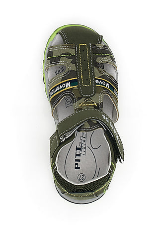 Sandali z velcro zaponko, olivno zelena barva, Pitt Kids 14365