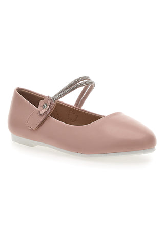 Roza balerine s kristali in cvetličnim motivom Pitt Kids 392450