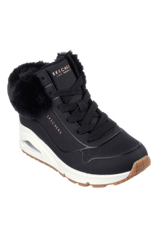 Črni superge Mid-Cut z dlako Skechers Uno Fall Air