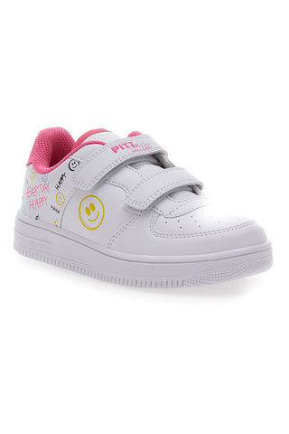 Bele superge z velcro trakom in barvnimi detajli PITT KIDS K191562