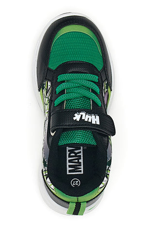 Črne in zelene superge z lučkami in velcro trakom Avengers Hulk R1010201T