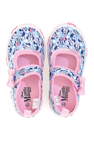 Roza in modre sandale z mašno in velcro zaponko MINNIE D3010680T